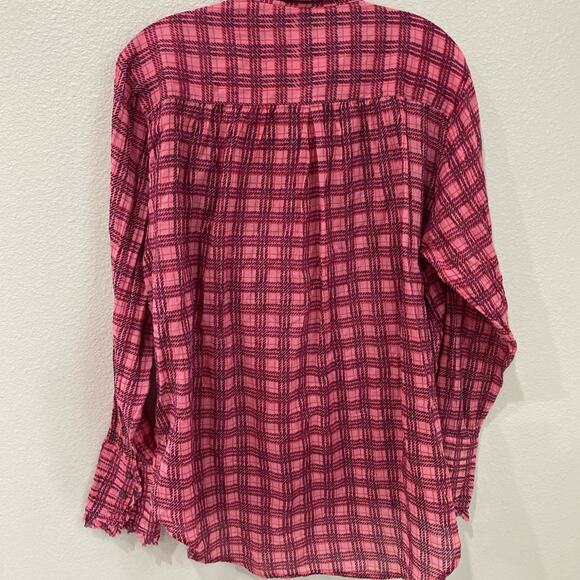 Free people, blouse button down, fuchsia, pink size, small, long sleeve - Picture 5 of 9